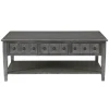 Coffee Tables-Kirkland's Home Distressed Wood 3-Drawer Coffee Table Gray