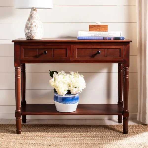 Console Tables-Kirkland's Home Distressed Wood 2-Drawer Console Table Brown