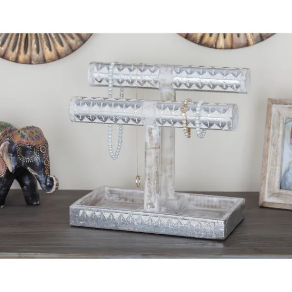 Decorative Accents-Kirkland's Home Distressed Wood Jewelry Stand Silver