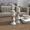 Candle Holders-Kirkland's Home Distressed Wood 3-Pc. Candle Holder Set White