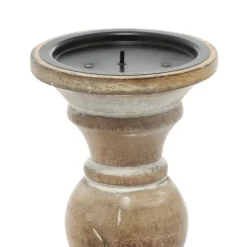 Candle Holders-Kirkland's Home Distressed Wood Pillar Candle Holders, Set Of 3 Brown