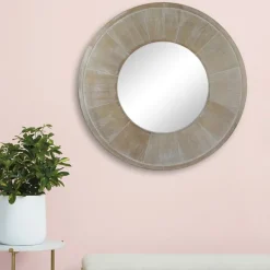 Decorative Mirrors-Kirkland's Home Distressed Wood Planked Frame Wall Mirror Brown