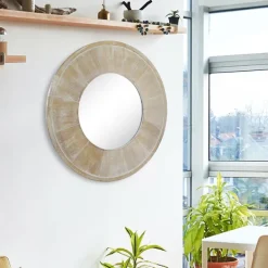 Decorative Mirrors-Kirkland's Home Distressed Wood Planked Frame Wall Mirror Brown