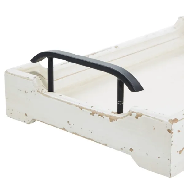 Decorative Trays-Kirkland's Home Distressed Wood Trays, Set Of 2 Ivory