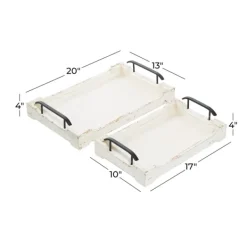 Decorative Trays-Kirkland's Home Distressed Wood Trays, Set Of 2 Ivory