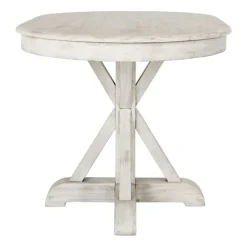 Dining Tables-Kirkland's Home Distressed Wood X Base Oval Dining Table White