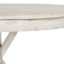 Dining Tables-Kirkland's Home Distressed Wood X Base Oval Dining Table White