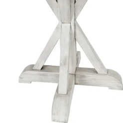 Dining Tables-Kirkland's Home Distressed Wood X Base Oval Dining Table White