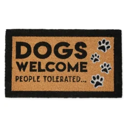 Doormats-Kirkland's Home Dogs Welcome People Tolerated Coir Doormat Tan/Black