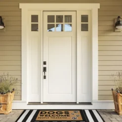Doormats-Kirkland's Home Dogs Welcome People Tolerated Coir Doormat Tan/Black