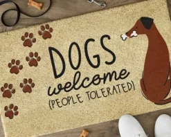 Doormats-Kirkland's Home Dogs Welcome People Tolerated Doormat Tan/Brown