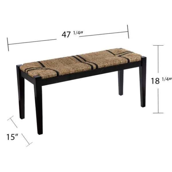 Benches & Ottomans-Kirkland's Home Dominica Woven Seagrass Stripe Bench Tan/Black
