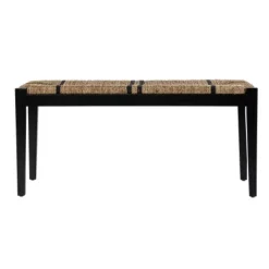Benches & Ottomans-Kirkland's Home Dominica Woven Seagrass Stripe Bench Tan/Black