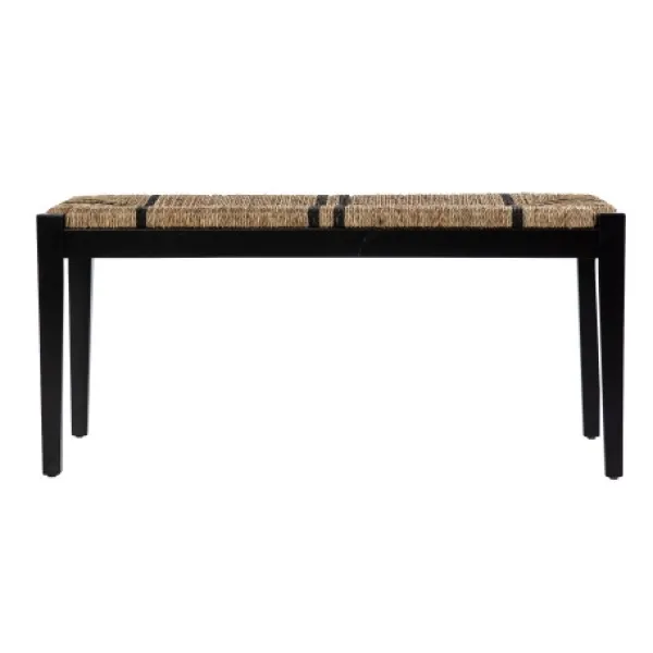 Benches & Ottomans-Kirkland's Home Dominica Woven Seagrass Stripe Bench Tan/Black