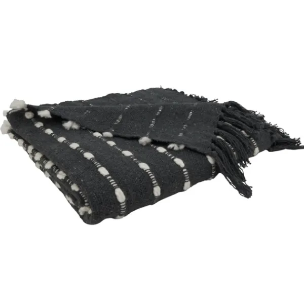 Blankets & Throws-Kirkland's Home Dotted Fringe Throw Blanket Black