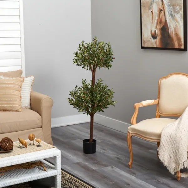 Trees & Topiaries-Kirkland's Home Double Ball Olive Tree Topiary