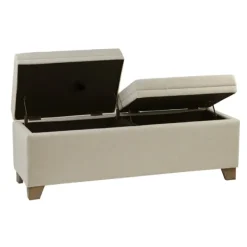Benches & Ottomans-Kirkland's Home Double Opening Storage Bench Ivory