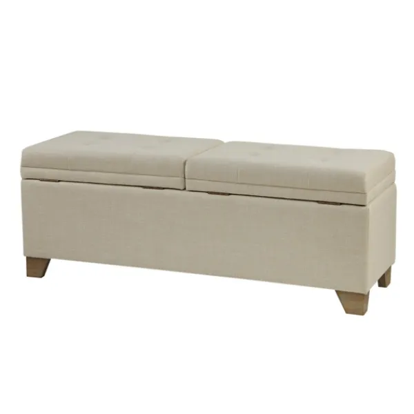 Benches & Ottomans-Kirkland's Home Double Opening Storage Bench Ivory