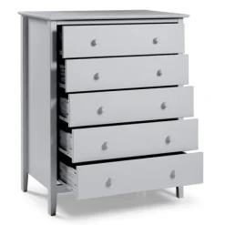 Cabinets & Sideboards-Kirkland's Home Dove Brazilian Pine Wood Five Drawer Chest Gray