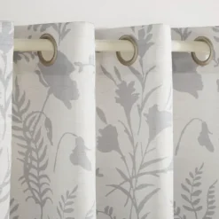 Curtains & Drapes-Kirkland's Home Dove Gray Floral 2-Pc. Curtain Panel Set, 84 In. Gray/White