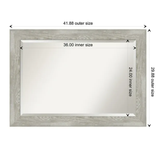 Decorative Mirrors-Kirkland's Home Dove Gray Scoop Frame Beveled Mirror, 42X30 In.