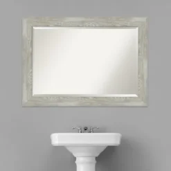Decorative Mirrors-Kirkland's Home Dove Gray Scoop Frame Beveled Mirror, 42X30 In.