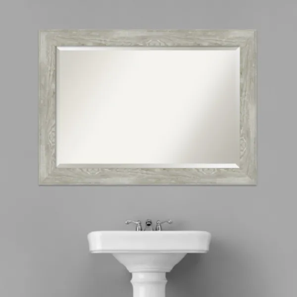 Decorative Mirrors-Kirkland's Home Dove Gray Scoop Frame Beveled Mirror, 42X30 In.