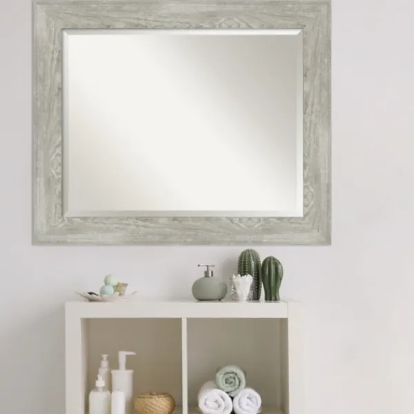 Decorative Mirrors-Kirkland's Home Dove Gray Scoop Frame Beveled Mirror, 34X28 In.