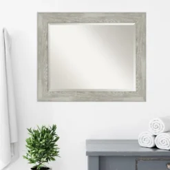 Decorative Mirrors-Kirkland's Home Dove Gray Scoop Frame Beveled Mirror, 34X28 In.