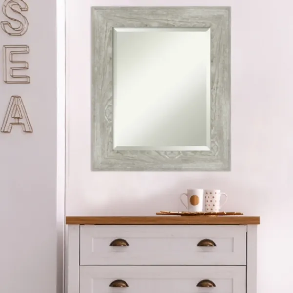 Decorative Mirrors-Kirkland's Home Dove Gray Scoop Frame Beveled Mirror, 22X26 In.