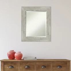 Decorative Mirrors-Kirkland's Home Dove Gray Scoop Frame Beveled Mirror, 22X26 In.