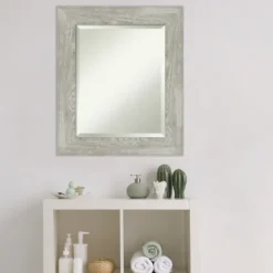 Decorative Mirrors-Kirkland's Home Dove Gray Scoop Frame Beveled Mirror, 22X26 In.