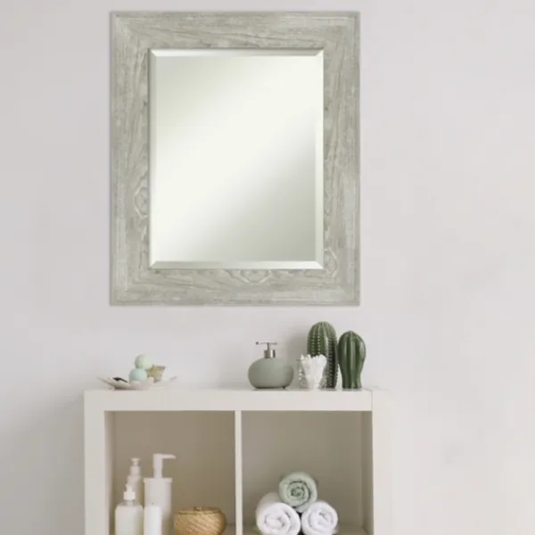 Decorative Mirrors-Kirkland's Home Dove Gray Scoop Frame Beveled Mirror, 22X26 In.