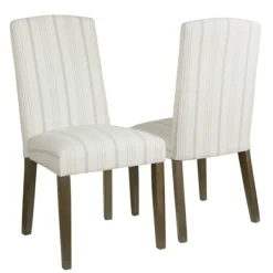 Dining Chairs-Kirkland's Home Dove Gray Stripe Parsons Chairs, Set Of 2 Gray/Ivory