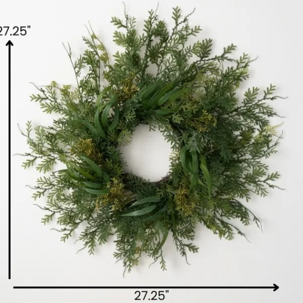 Wreaths-Kirkland's Home Draping Fern Wreath, 27 In. Green