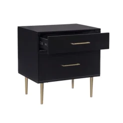 Nightstands-Kirkland's Home 2-Drawer Nightstand With Gold Hardware Black