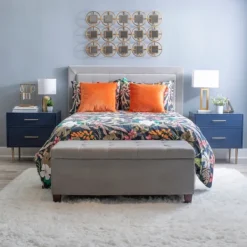 Nightstands-Kirkland's Home 2-Drawer Nightstand With Gold Hardware Blue