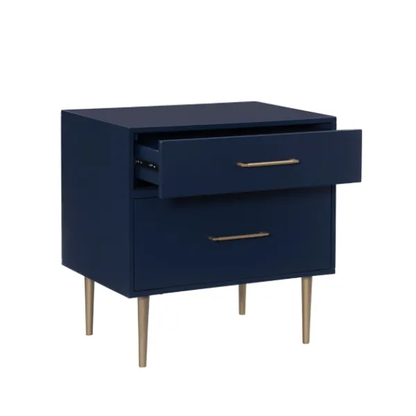 Nightstands-Kirkland's Home 2-Drawer Nightstand With Gold Hardware Blue