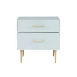 Nightstands-Kirkland's Home 2-Drawer Nightstand With Gold Hardware Gray