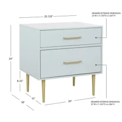 Nightstands-Kirkland's Home 2-Drawer Nightstand With Gold Hardware Gray