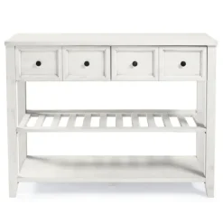 Console Tables-Kirkland's Home 2-Drawer Solid Wood Console Table White