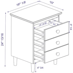 Nightstands-Kirkland's Home 3-Drawer Wood Nightstand White