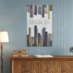 Wall Quotes & Signs-Kirkland's Home Dream Big Wood Slat Wall Plaque White/Blue/Purple