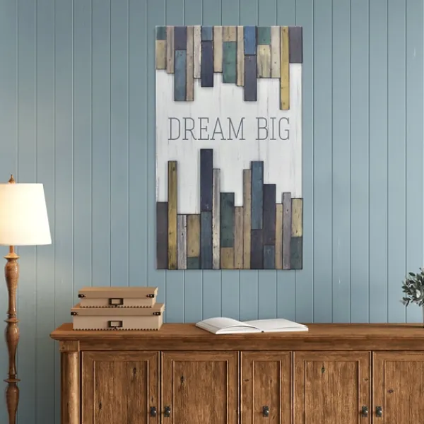Wall Quotes & Signs-Kirkland's Home Dream Big Wood Slat Wall Plaque White/Blue/Purple