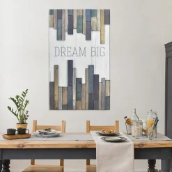 Wall Quotes & Signs-Kirkland's Home Dream Big Wood Slat Wall Plaque White/Blue/Purple