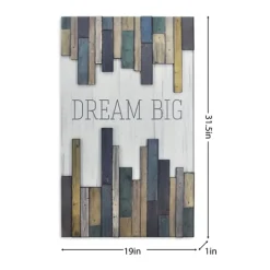 Wall Quotes & Signs-Kirkland's Home Dream Big Wood Slat Wall Plaque White/Blue/Purple