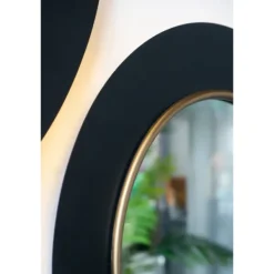 Decorative Mirrors-Kirkland's Home Drew Ii Black And Gold Round Led Mirror