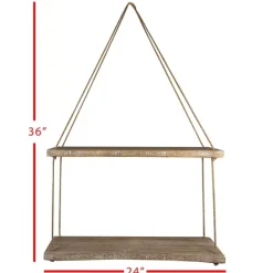 Shelves-Kirkland's Home Driftwood And Jute Rope Hanging Wall Shelf