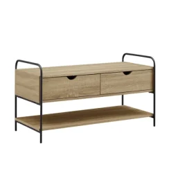 Entryway Furniture-Kirkland's Home Driftwood Shannon 2-Drawer Storage Bench Tan