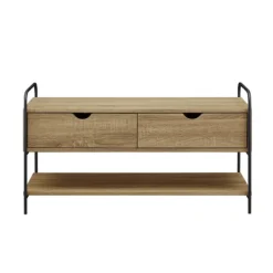 Entryway Furniture-Kirkland's Home Driftwood Shannon 2-Drawer Storage Bench Tan
